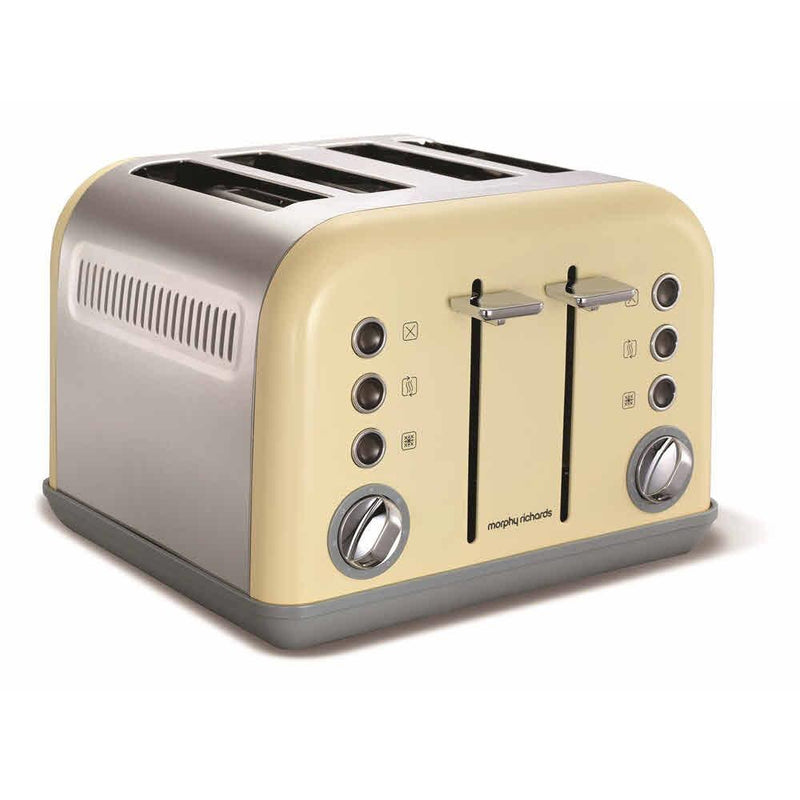 Morphy Richards Accents Pyramid Kettle & 4 Slice Toaster Set, Cream