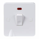 Knightsbridge Pure 9mm 20A White 1G Double Pole 230V Electric Switch with Neon & Flex Outlet