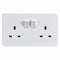 Knightsbridge Pure 9mm 13A White 2G Twin 230V UK 3 Switched Electric Wall Socket