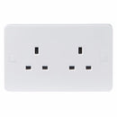 Knightsbridge Pure 9mm 13A White 2G Twin 230V UK 3 Pin Unswitched Electric Wall Socket