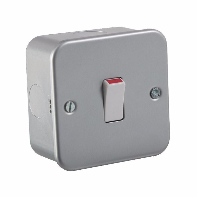 20A Metal Clad 1G Double Pole 230V Electric Wall Plate Switch