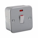 20A Metal Clad 1G Double Pole 230V Electric Wall Plate Switch With Neon