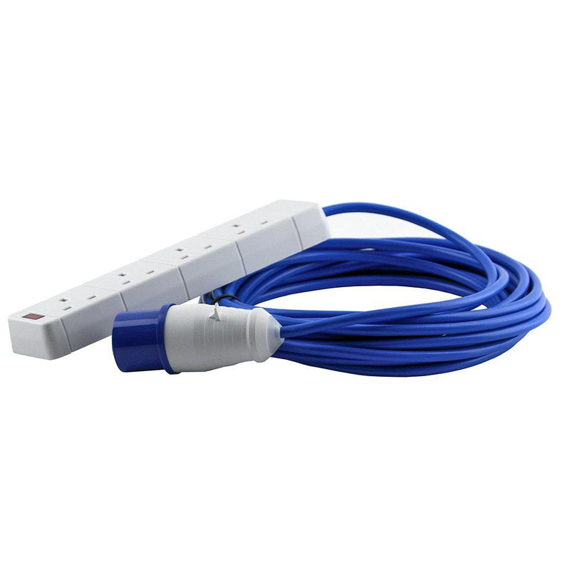 16A Blue Male - 4 Gang Hook Up Cable - 10m