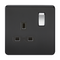 1G DP 13A 230V Screwless Matt Black UK 3 Pin Switched Electrical Wall Socket