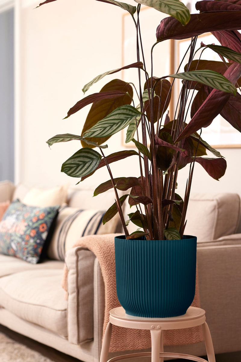 Vibes Fold 30cm Round Plastic Indoor Plant Pot - Deep Blue