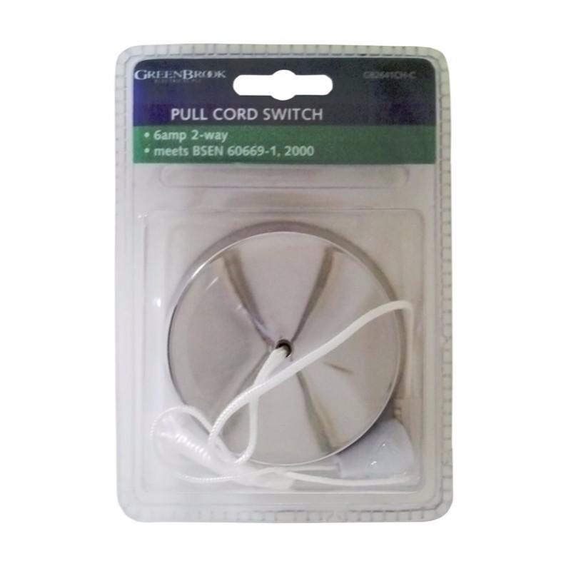 Dimmable Pull Cord White & Chrome