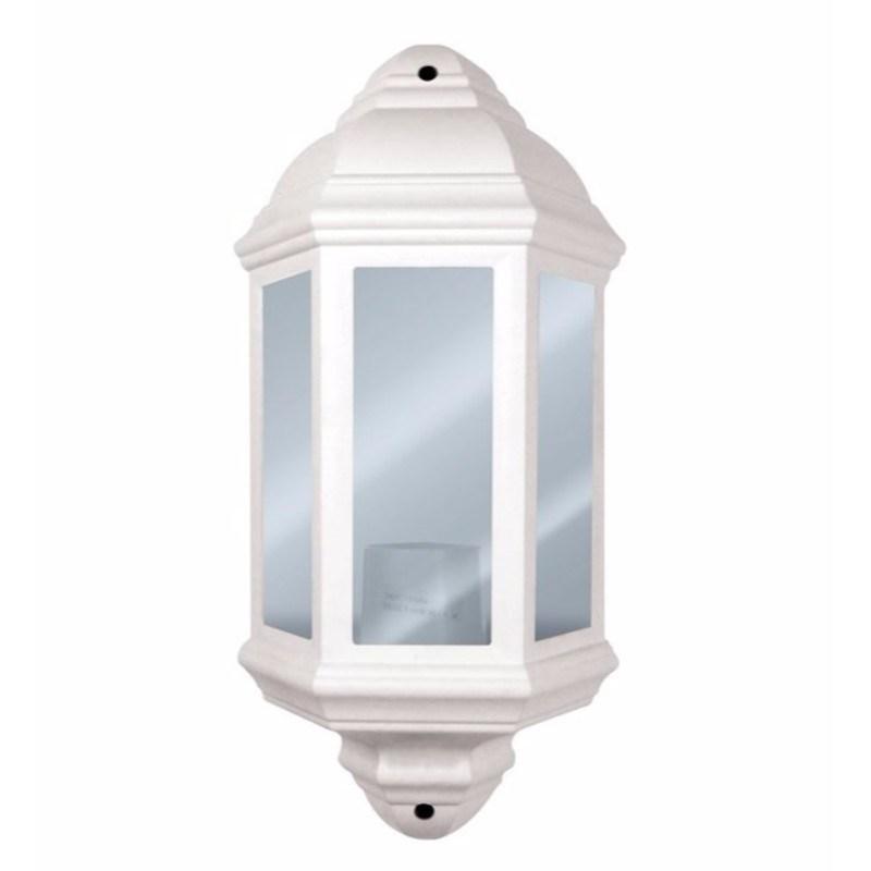 IP44 Traditional 60W Half Lantern Porch Light - White