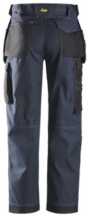 Snickers Craftsman Holster Pockets Trousers Rip-Stop, Navy/Black, Size 148