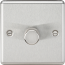 Knightsbridge 1G 2 way 10-200W (5-150W LED) trailing edge dimmer - Rounded Edge Brushed Chrome