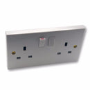 Quattro 2 Gang 13a Switched Socket Single Pole, White