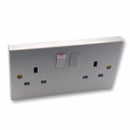 2G 13A White 230V UK 3 Pin Switched Electric Wall Socket