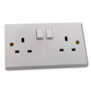 Quattro 2 Gang 13a Switched Socket Single Pole, White