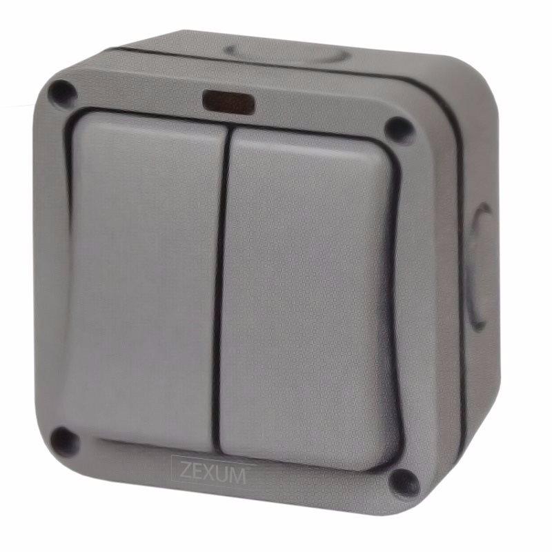 20A 2 Gang 2 Way IP66 Weatherproof Outdoor Switch With Neon