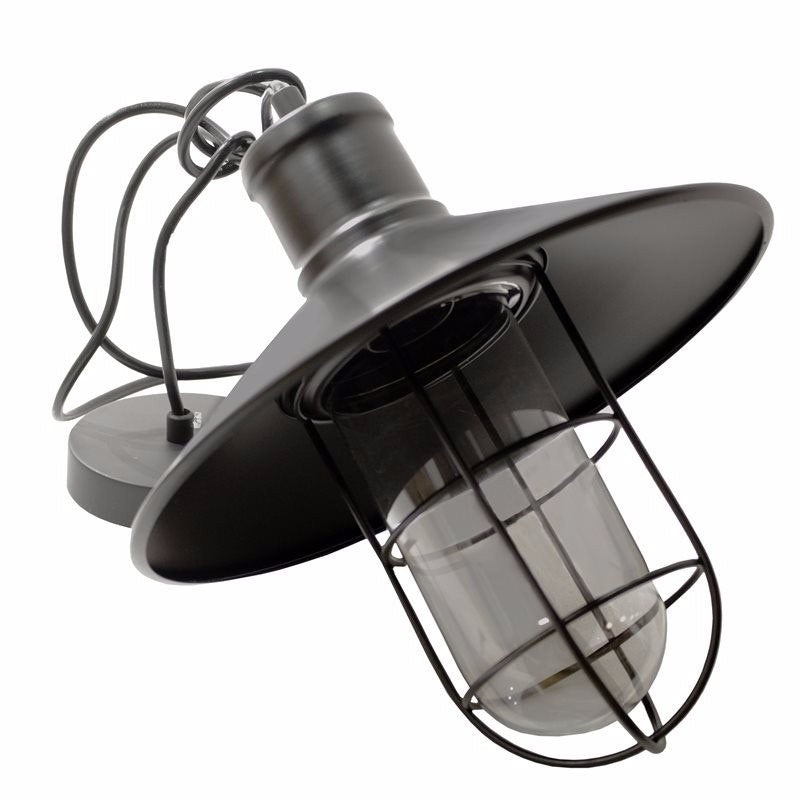 Greenhall Calgary Traditional Wire Guarded Iron Hanging Light, Black