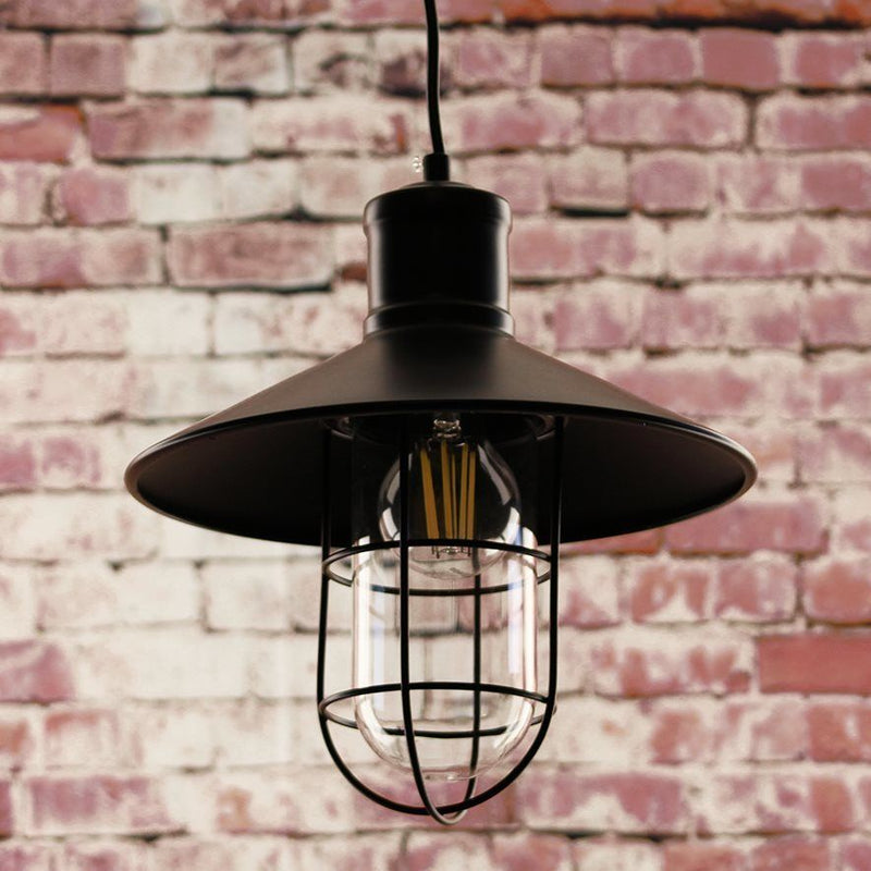 Greenhall Calgary Traditional Wire Guarded Iron Hanging Light, Black