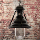 Greenhall Ottowa Traditional Iron Hanging Industrial Style Light, Black