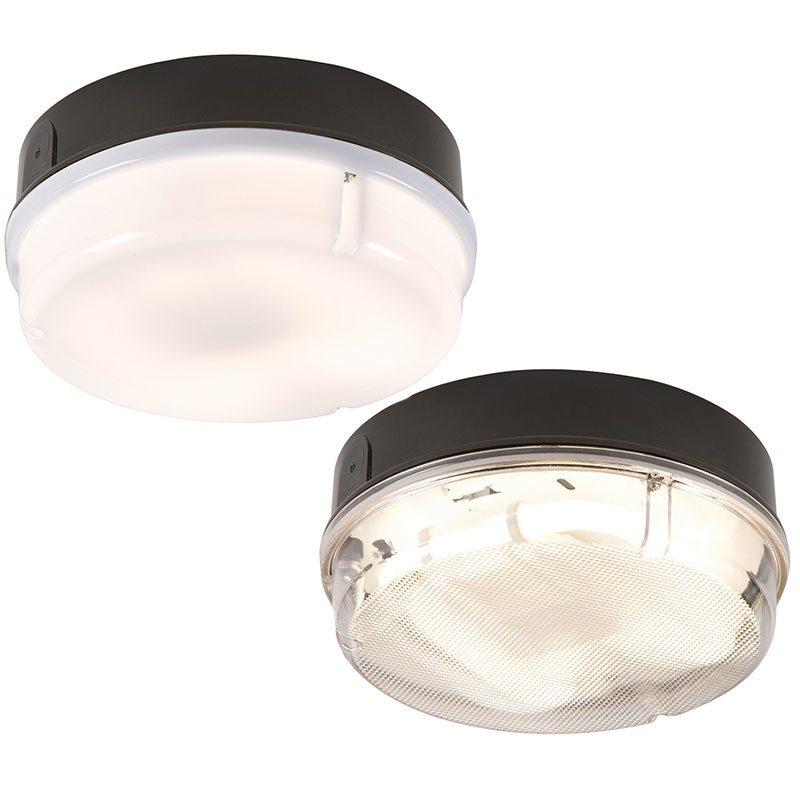 28W IP65 Round Bulkhead With Black Base - Prismatic Diffuser