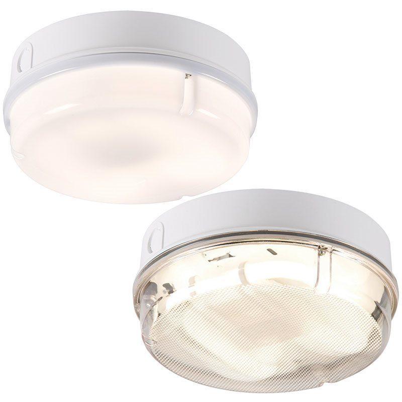 28W IP65 Round Bulkhead With White Base - Prismatic Diffuser