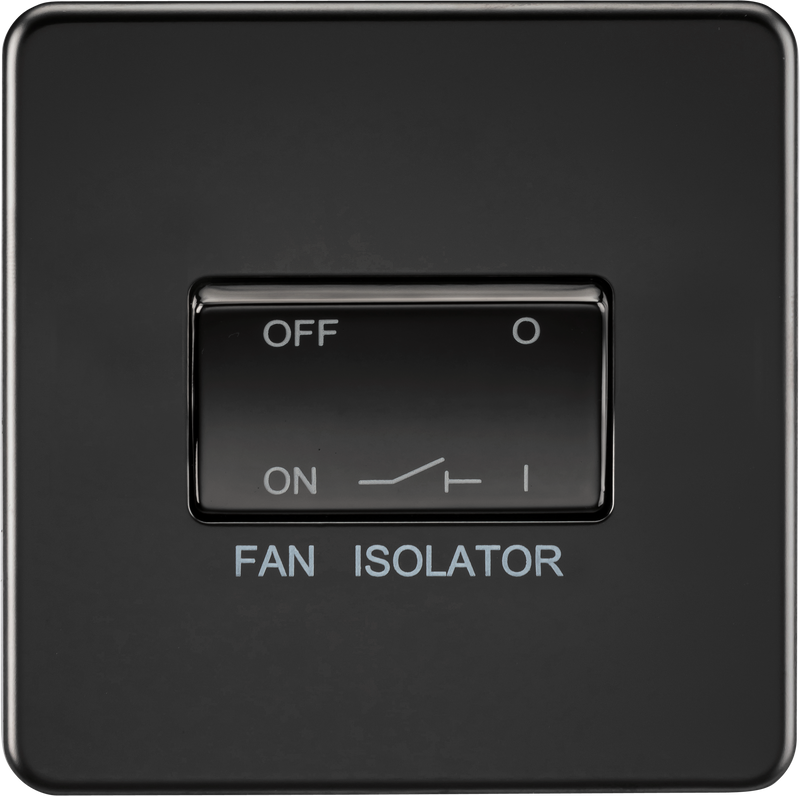 Knightsbridge Screwless 10AX 3 pole Fan Isolator Switch - Matt Black