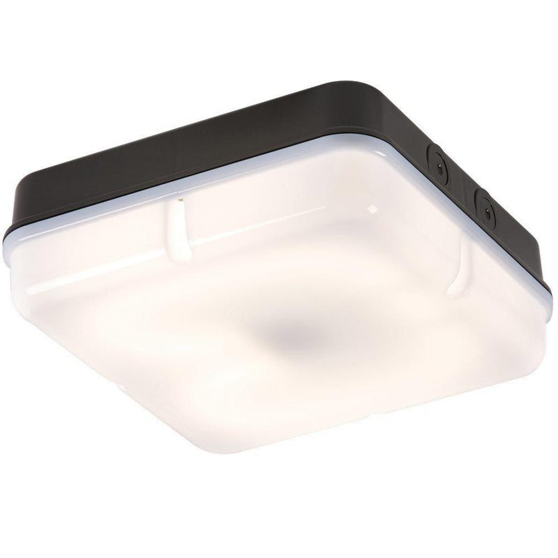 28W Square Emergency Bulkhead with Black Base - Opal Diffuser