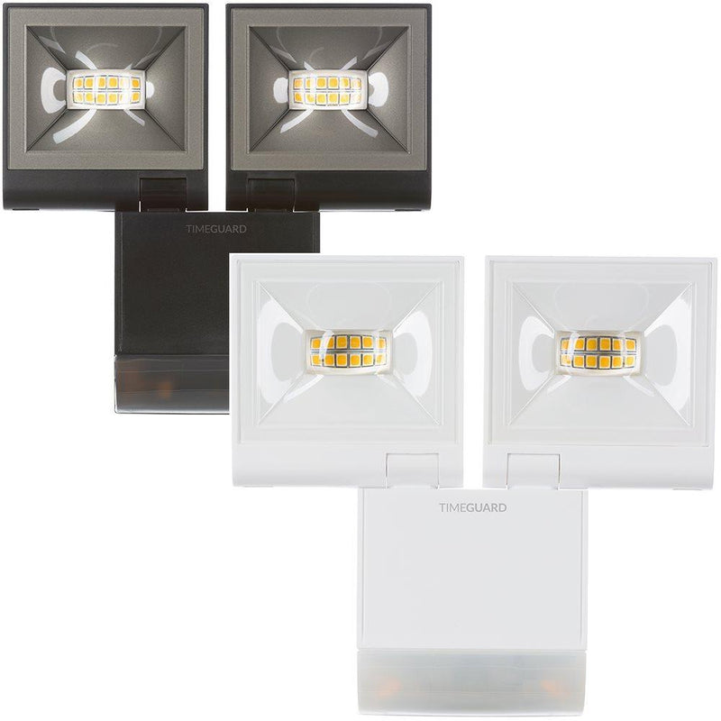 2 x 10W LED Compact PIR Floodlight - White