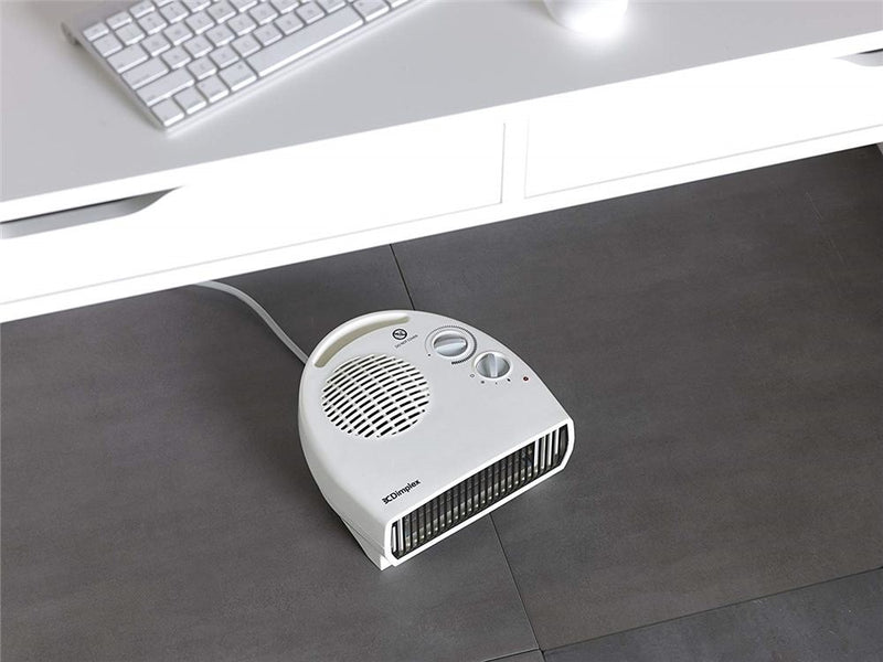 2kW Electric Flat Fan Heater - White