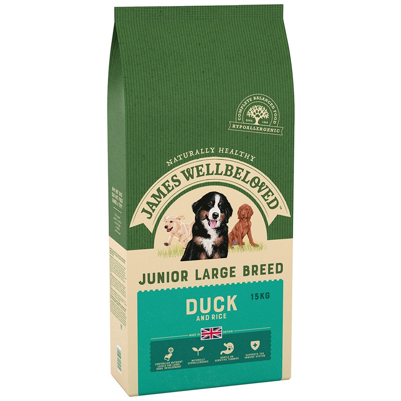 Complete Dry Large Breed Junior Dog Food - Duck & Rice - 15KG