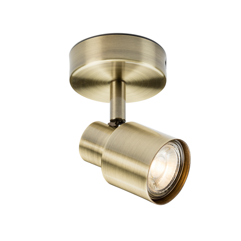 Knightsbridge 230V GU10 Single Spotlight - Antique Brass