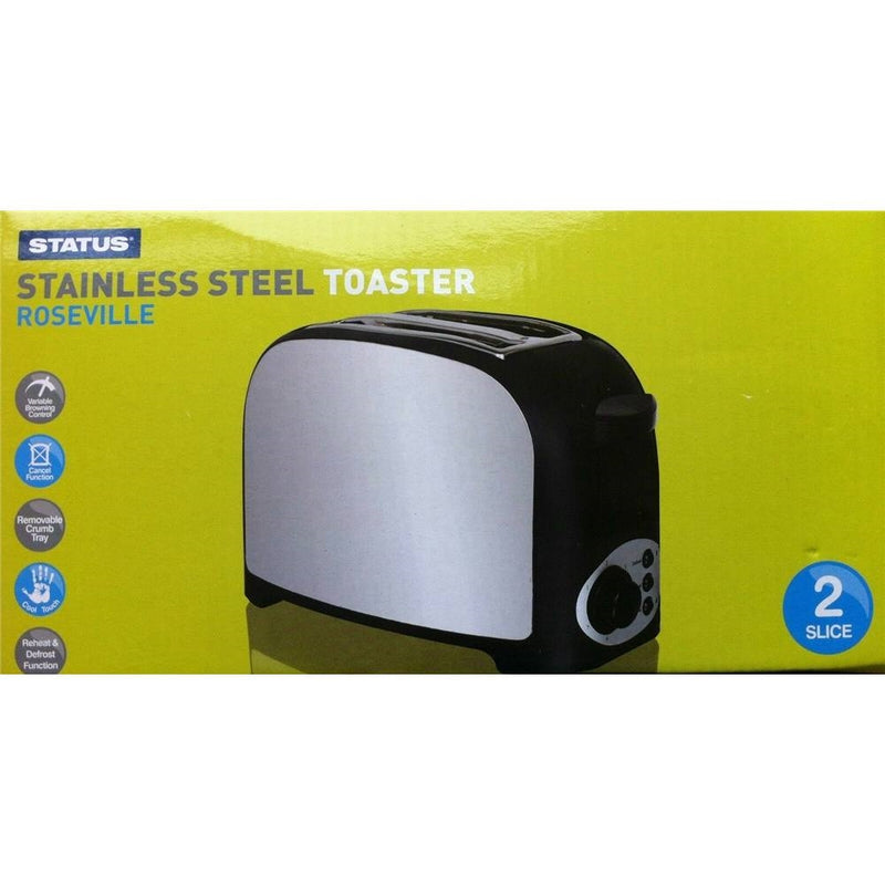 Roseville 750W 2 Slice Stainless Steel Toaster
