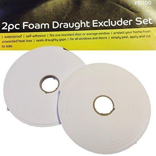Foam Draught Excluder Set White- 2 Pack