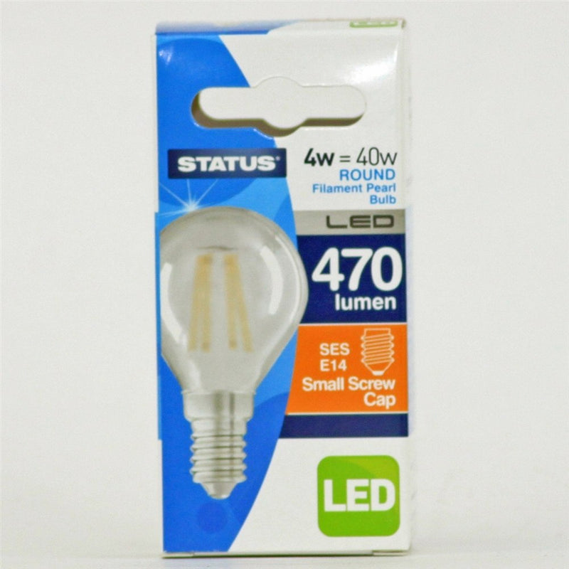 4W SES Round LED Filament Bulb - Pearl