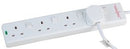 2m 4 Way Individually Switched Surge Protected Extension Lead, White