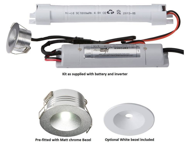 230V IP20 3W LED Emergency Downlight Kit