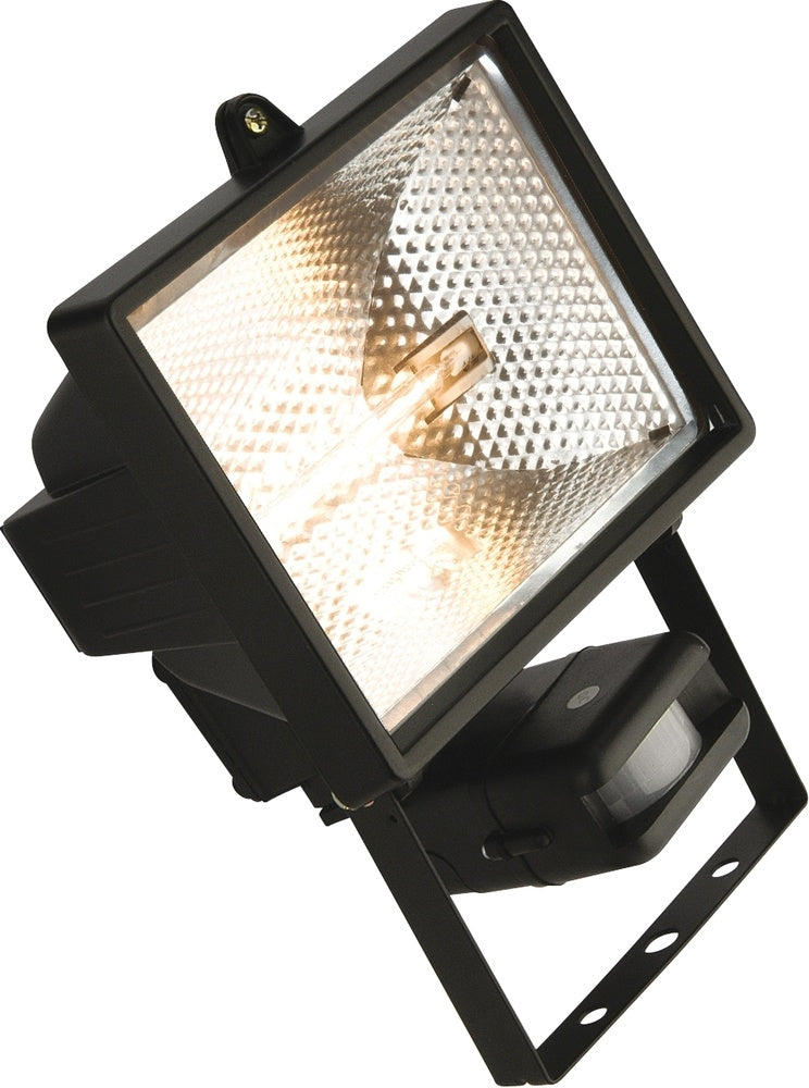 Knightsbridge IP44 500W Halogen Enclosed Floodlight with PIR, Black