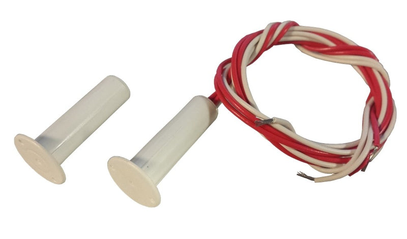 4 Wire Flush Pencil Intruder Alarm Contact with Flange - White