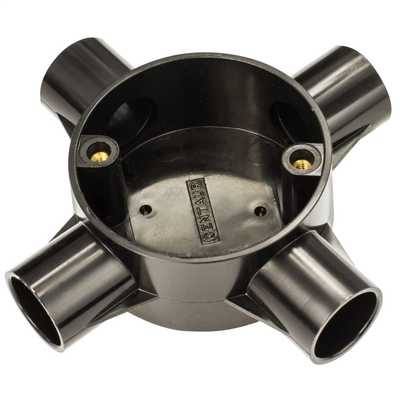 20mm PVC Conduit 4 Way Box - Black