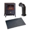 Brayford Cast Iron Style Electric Stove with Pipe & Hearth Pad Bundle