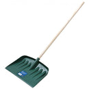 Green Snow Shovel with Wooden Handle