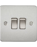 2G 2 Way Flat Plate Switch- Brushed Chrome