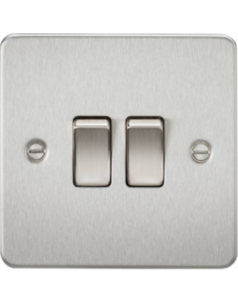 2G 2 Way Flat Plate Switch- Brushed Chrome