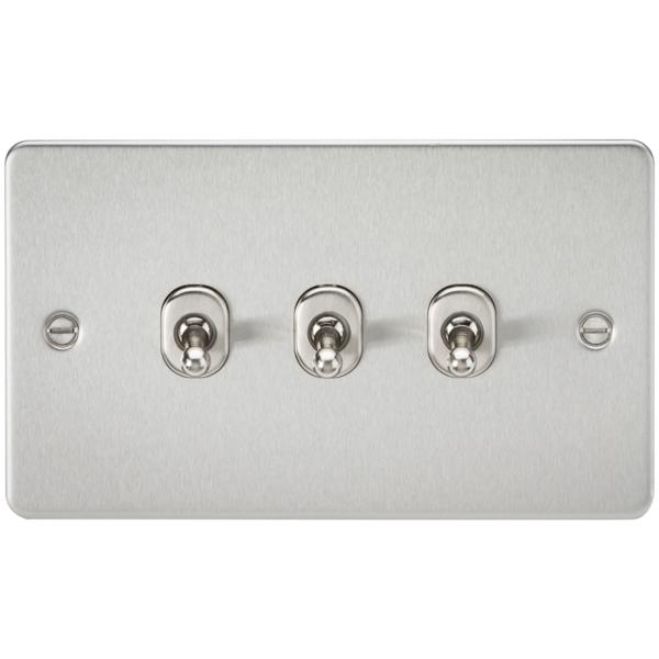 3G 2 Way Toggle Switch Flat Plate- Brushed Chrome