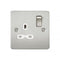 1G DP Switched Flat Plate Socket - Brushed Chrome, White Insert