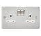 Brushed Chrome 13A 2G DP Switched Flat Plate Socket - White Insert