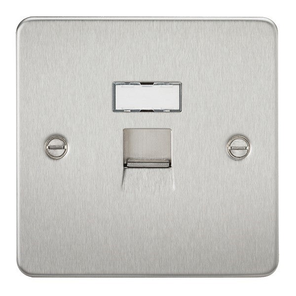 RJ45 Network Outlet Flat Plate - Brushed Chrome