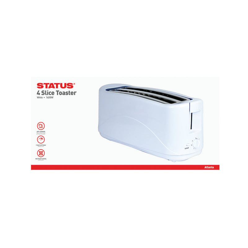 Status Atlanta - Toaster - 1400w - 4 Slice - White