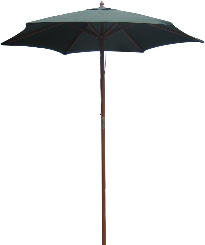 Redwood Wooden Garden Parasol With Green Canvas