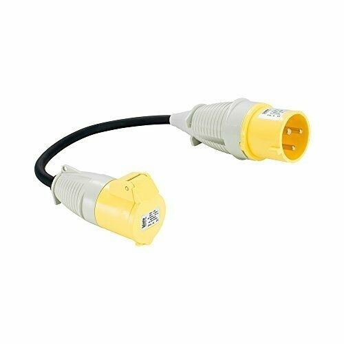 32A Yellow Male - 16A Yellow Female, 0.25m 1.5mm Black Lead