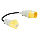 32A Yellow Male - 16A Yellow Female, 0.25m 1.5mm Black Lead