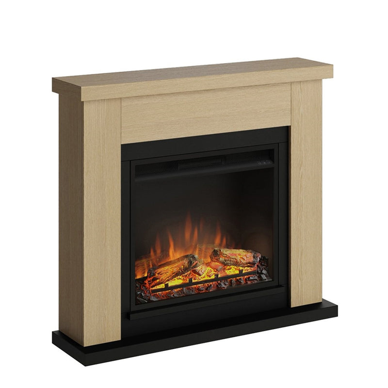 Tagu Frode Fireplace, Natural Oak Suite with EU Plug