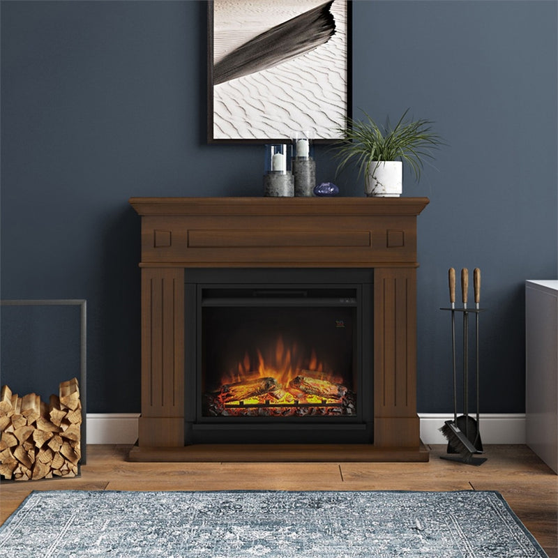 Larsen Electric Fireplace, Premium Walnut, EU Plug